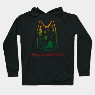 The american eskimo dog head is Violet, Green, Orange Hoodie